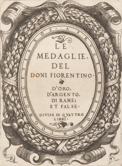 Planche de titre: Le Médailles du Doni Fiorentino, vers 1548 - Enea Vico