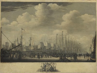 Rassemblement de la flotte dans le port de Vlissingen, 1804 - Engel Hoogerheyden