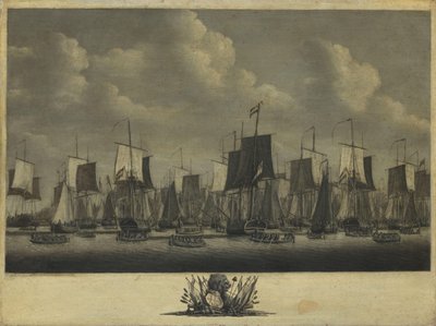 La flotte quittant le port de Vlissingen, 1804 - Engel Hoogerheyden