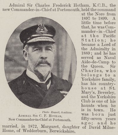 Amiral Sir C F Hotham, nouveau commandant en chef à Portsmouth - English Photographer