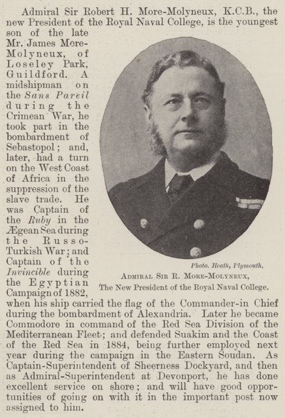 Amiral Sir R More-Molyneux, le nouveau président du Collège naval royal - English Photographer