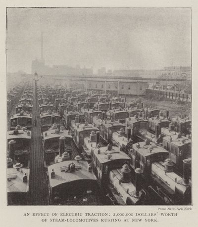 Un effet de la traction électrique, 2 000 000 dollars de locomotives à vapeur rouillant à New York - English Photographer