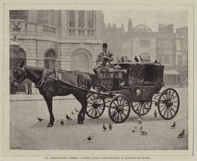 Un cocher aimant les animaux, Une scène récemment photographiée à Kingston-on-Thames - English Photographer