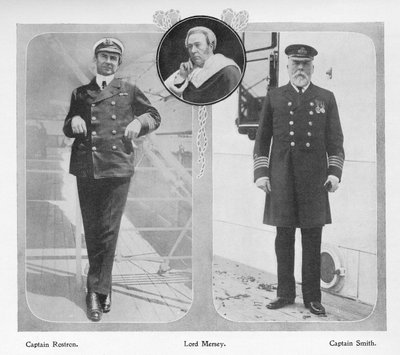 Arthur Henry Rostron, capitaine du RMS Carpathia qui a sauvé les survivants du Titanic (à gauche), Lord Mersey qui a dirigé la commission d