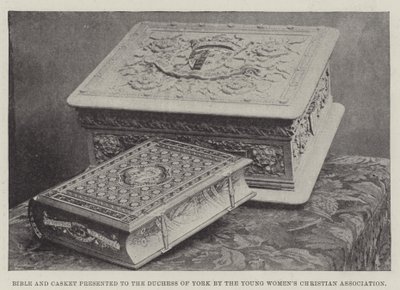 Bible et coffret présentés à la duchesse d
