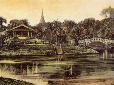 Birmanie / Myanmar : La Pagode depuis les jardins du cantonnement - English Photographer