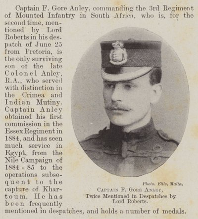 Capitaine F Gore Anley, mentionné deux fois dans les dépêches par Lord Roberts - English Photographer