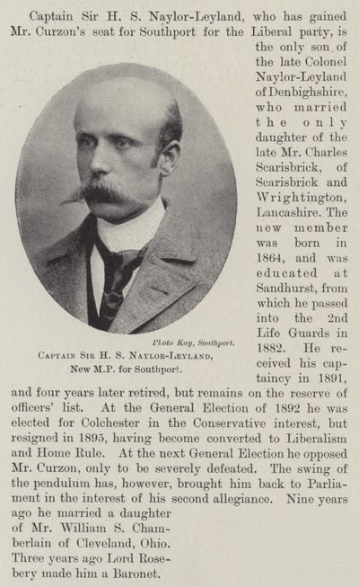 Capitaine Sir H S Naylor-Leyland, nouveau député de Southport - English Photographer
