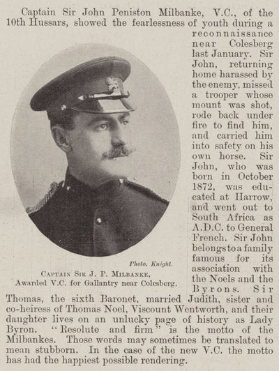 Capitaine Sir J P Milbanke, récompensé par la VC pour bravoure près de Colesberg - English Photographer
