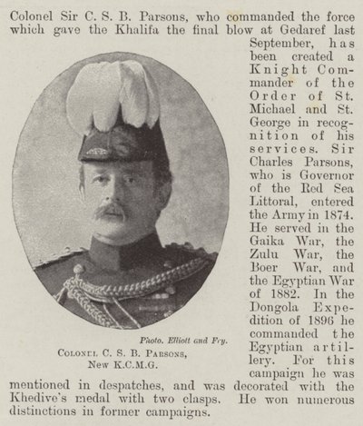 Colonel C S B Parsons, nouveau KCMG - English Photographer