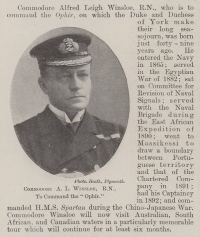 Commodore A L Winsloe, RN, pour commander l