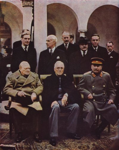 Conférence des dirigeants alliés Winston Churchill, Franklin D. Roosevelt et Joseph Staline à Yalta, Crimée; URSS, Seconde Guerre mondiale, 7 février 1945 - English Photographer