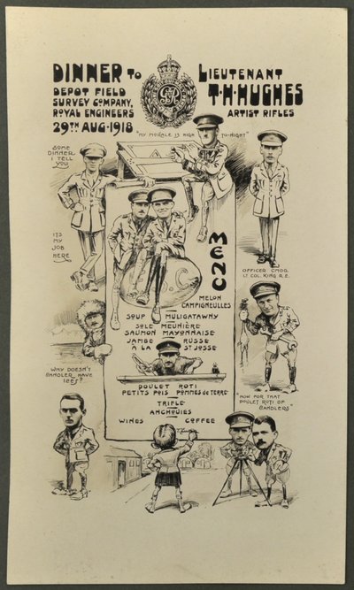 Dîner pour le Lieutenant T. H. Hughes, Artist Rifles, Depot Field Survey Company, Royal Engineers, 29 août 1918 - English Photographer