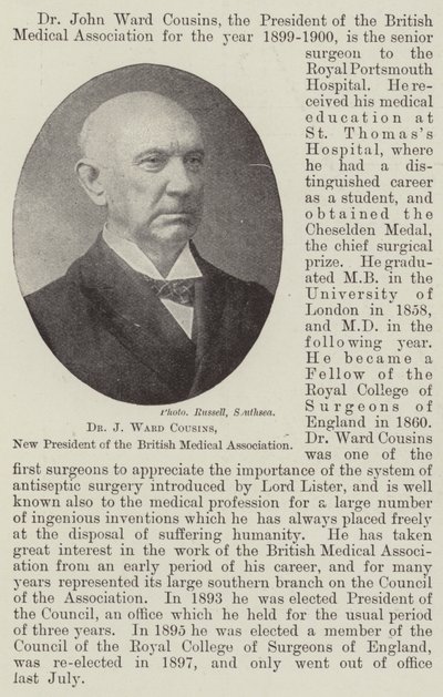 Dr J Ward Cousins, nouveau président de l