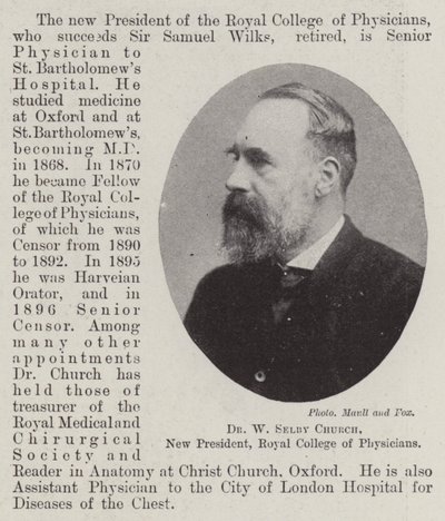 Dr W Selby Church, nouveau président du Royal College of Physicians - English Photographer