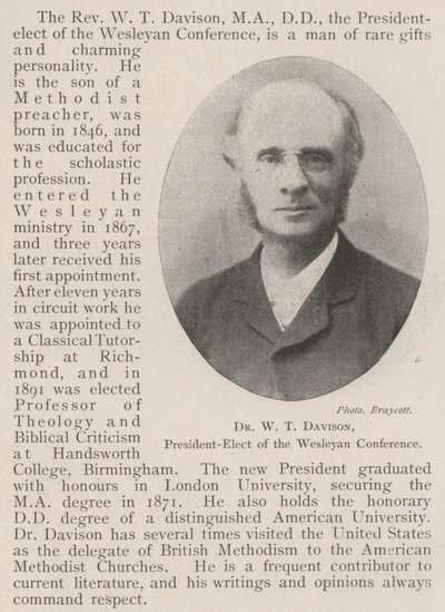 Dr W T Davison, président élu de la conférence wesleyenne - English Photographer