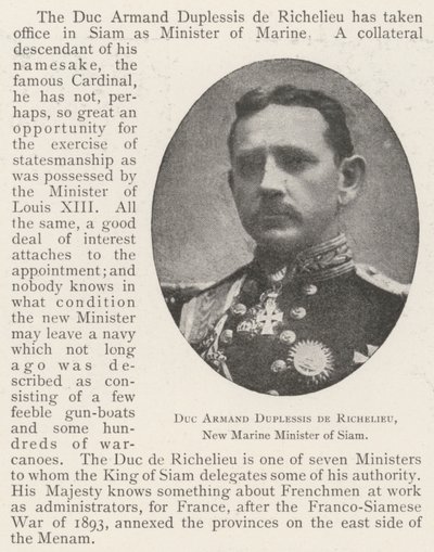 Duc Armand Duplessis de Richelieu, nouveau ministre de la Marine du Siam - English Photographer