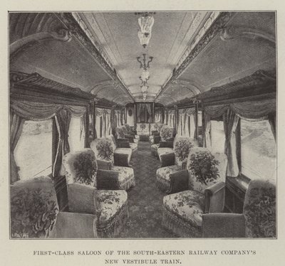 Salon de première classe du nouveau train vestibule de la South-Eastern Railway Company - English Photographer