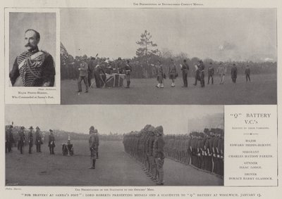 Pour bravoure à Sannas Post, Lord Roberts remettant des médailles et une statuette à la batterie Q à Woolwich, 13 janvier - English Photographer