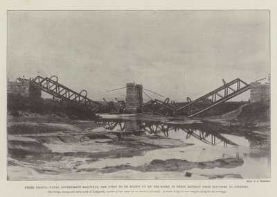 Pont Frere, chemins de fer du gouvernement du Natal, le premier à être détruit par les Boers lors de leur retraite d