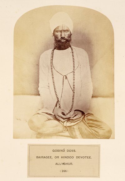 Govind Doss, Bairagee, ou dévot hindou, Allyghur, de The People of India, par J. Forbes Watson, publié en 1868 - English Photographer