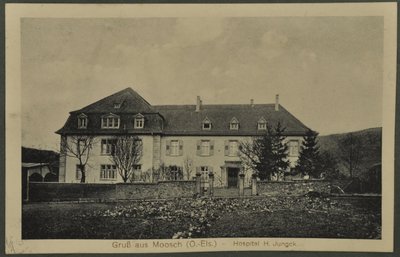 Gruß aus Moosch (O.-Els) - Hôpital H. Jungck, carte postale des Vosges, 1915 - English Photographer