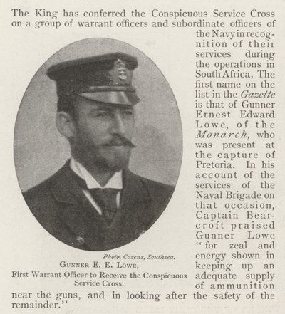 Artilleur E E Lowe, premier officier à recevoir la Croix de service distingué - English Photographer