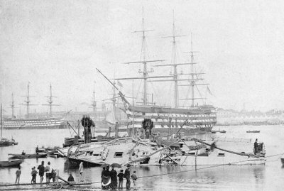 HMS Victory dans le port de Portsmouth, vers 1870 - English Photographer