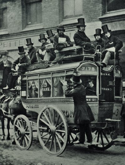 Omnibus à cheval du London Bridge Railway avec passagers, 1880 - English Photographer
