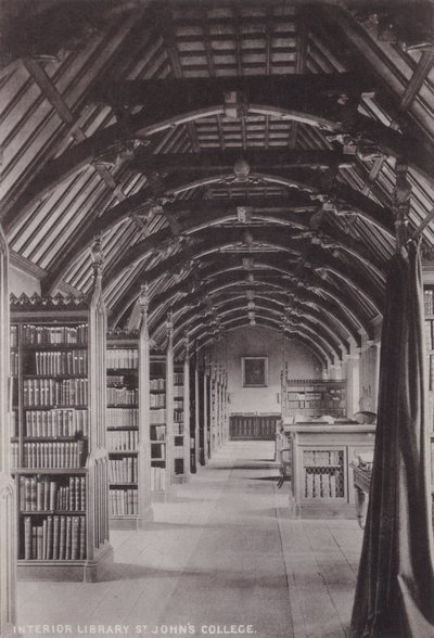 Intérieur de la bibliothèque, St Johns College - English Photographer