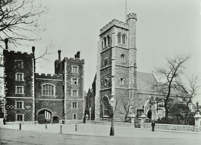 Lambeth Palace et Église Sainte-Marie, Lambeth Palace Road : portail et Église Sainte-Marie, 1890 - English Photographer