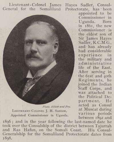 Lieutenant-colonel J H Sadler, nommé commissaire en Ouganda - English Photographer