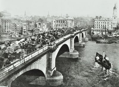 Pont de Londres : trafic hippomobile sur le pont, 1895 - English Photographer