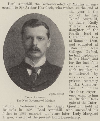 Lord Ampthill, le nouveau gouverneur de Madras - English Photographer