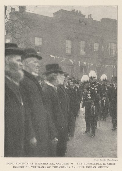 Lord Roberts à Manchester, 9 octobre, le commandant en chef inspectant les vétérans de la Crimée et de la révolte indienne - English Photographer