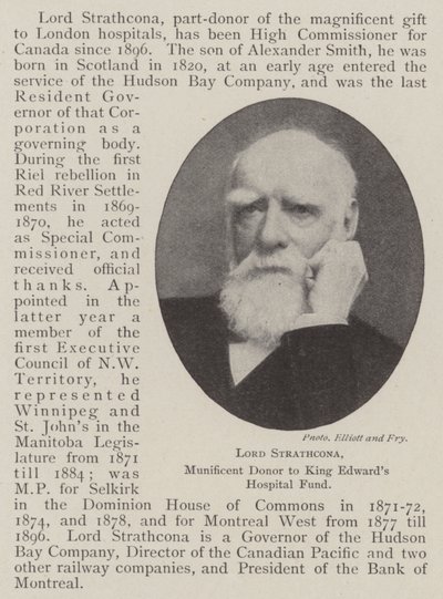 Lord Strathcona, généreux donateur au fonds hospitalier du roi Edward - English Photographer
