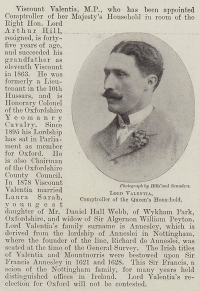 Lord Valentia, contrôleur de la maison de la reine - English Photographer