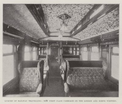 Luxe du voyage en train, nouvelle voiture de première classe sur le London and North Western - English Photographer