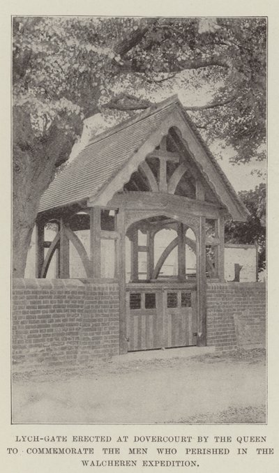 Lych-Gate érigé à Dovercourt par la Reine pour commémorer les hommes qui ont péri dans l
