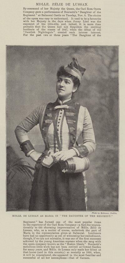 Mademoiselle de Lussan en Maria dans La Fille du Régiment - English Photographer