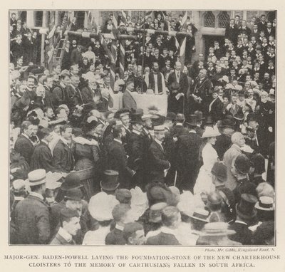 Le Major-Général Baden-Powell posant la première pierre des nouveaux cloîtres de Charterhouse à la mémoire des Chartreux tombés en Afrique du Sud - English Photographer