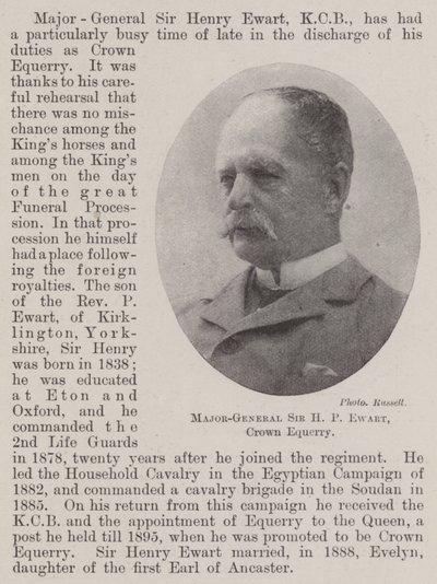 Major-Général Sir H P Ewart, Écuyer de la Couronne - English Photographer