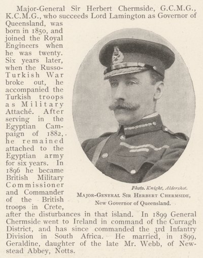 Major-général Sir Herbert Chermside, nouveau gouverneur du Queensland - English Photographer