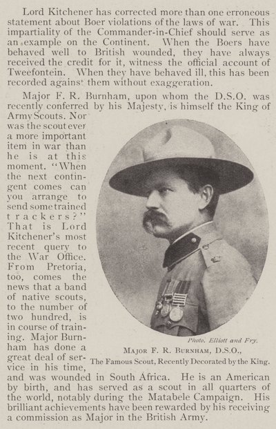 Major F R Burnham, DSO, célèbre éclaireur, récemment décoré par le roi - English Photographer