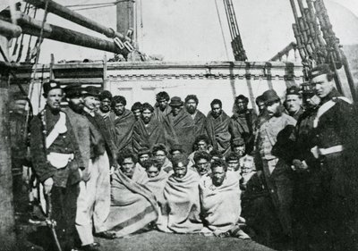 Prisonniers maoris à bord d