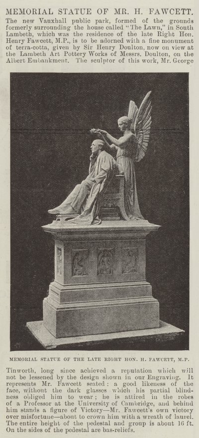 Statue commémorative de M. H Fawcett - English Photographer