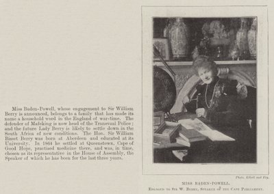 Mlle Baden-Powell, fiancée à Sir W Berry, président du Parlement du Cap - English Photographer