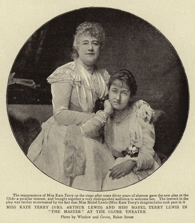 Mlle Kate Terry (Mme Arthur Lewis) et Mlle Mabel Terry Lewis dans The Master au Globe Theatre - English Photographer