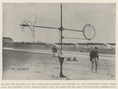 Moteur et gouvernail du ballon dirigeable par Villars au Concours d