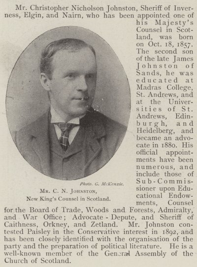 M. C N Johnston, nouveau conseiller du roi en Écosse - English Photographer